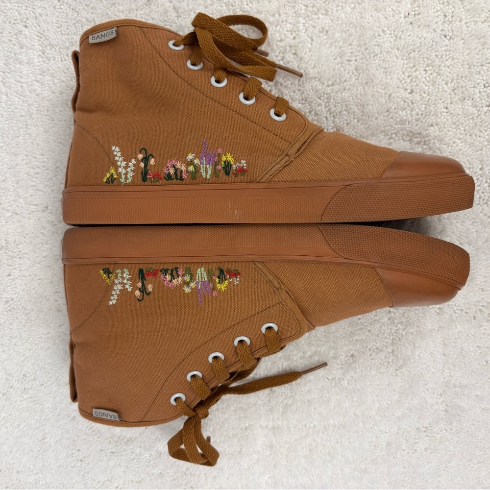 BANGS Sahara Sand Floral High Top Sneakers-Unisex Fit-Sizes: 7(M) 8.5(W) - Picture 4 of 9